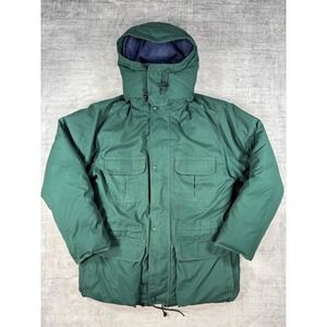 Eddie Bauer Jacket Mens Medium Ridge Line Parka Green Goose Down Hooded USA Made